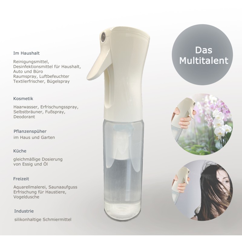 Sprühflaschen transparent,  nachfüllbar, 300 ml, 3er Set.