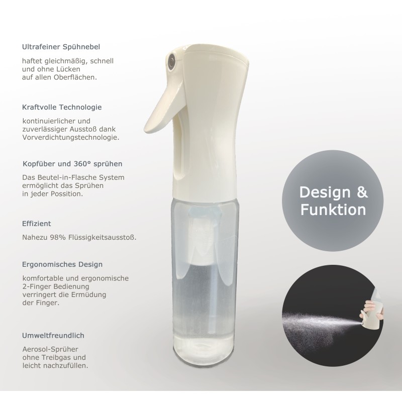 Sprühflaschen transparent,  nachfüllbar, 300 ml, 3er Set.